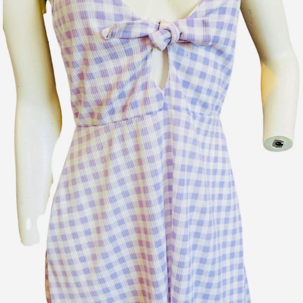 GINGHAM KNOT FRONT FLIPPY DRESS
